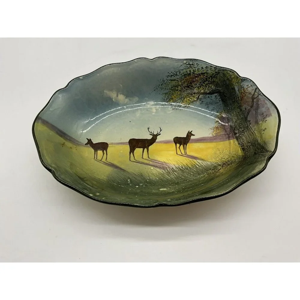 Royal Doultan Vintage Vegetable Serving Dish Deer Grazing Pattern 1927-1932